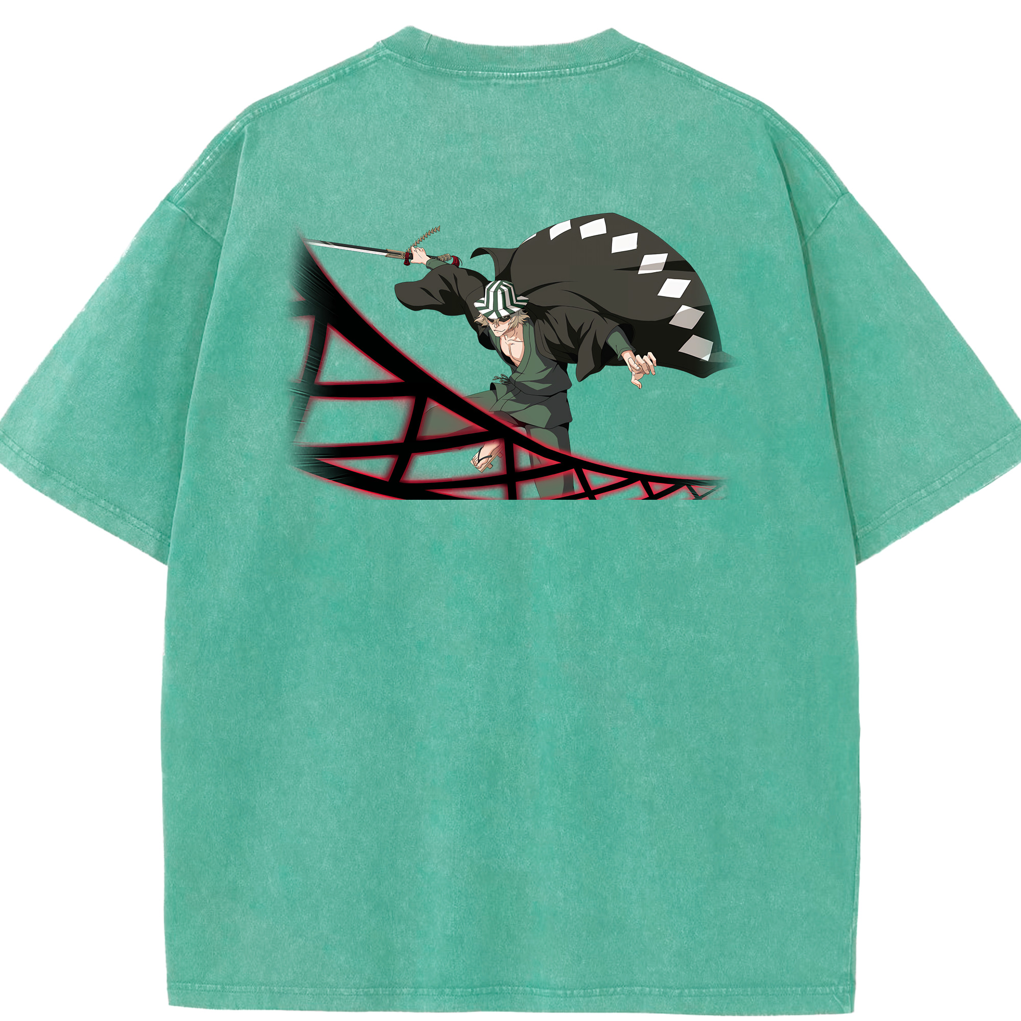 （画像用） "ブリーチ 浦原 喜助（うらはら きすけ） BLEACH Urahara Kisuke " 綿100% ヴィンテージ風 半袖Tシャツ（背面プリント）